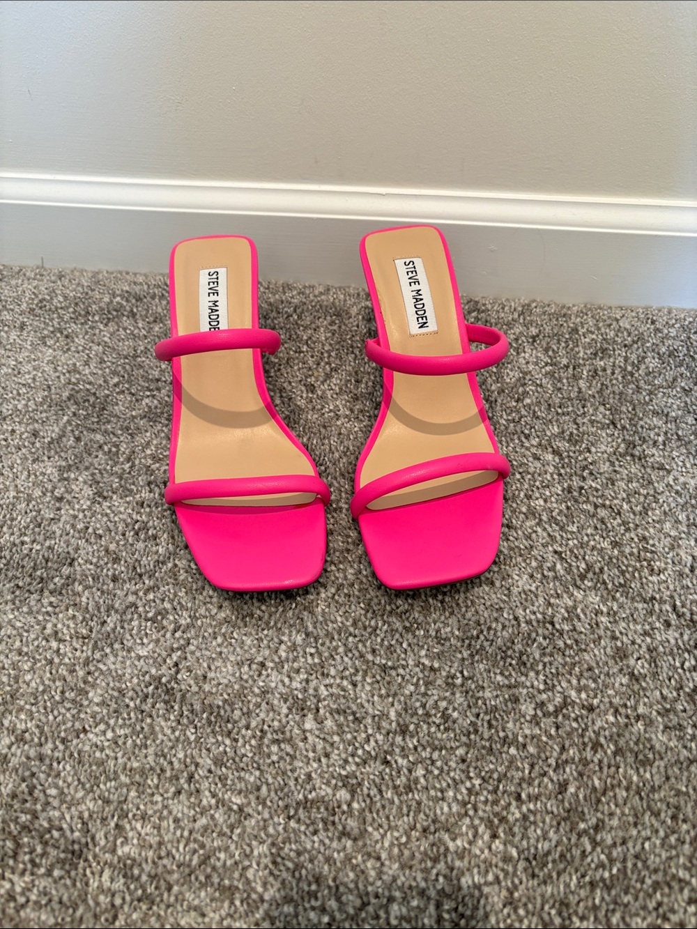 Steve Madden Neon Pink Double Strap Slide Heels